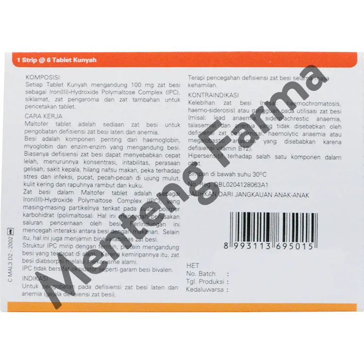 Maltofer Fol Tablet Kunyah 6 Tablet - Tablet Kunyah Obat Anemia