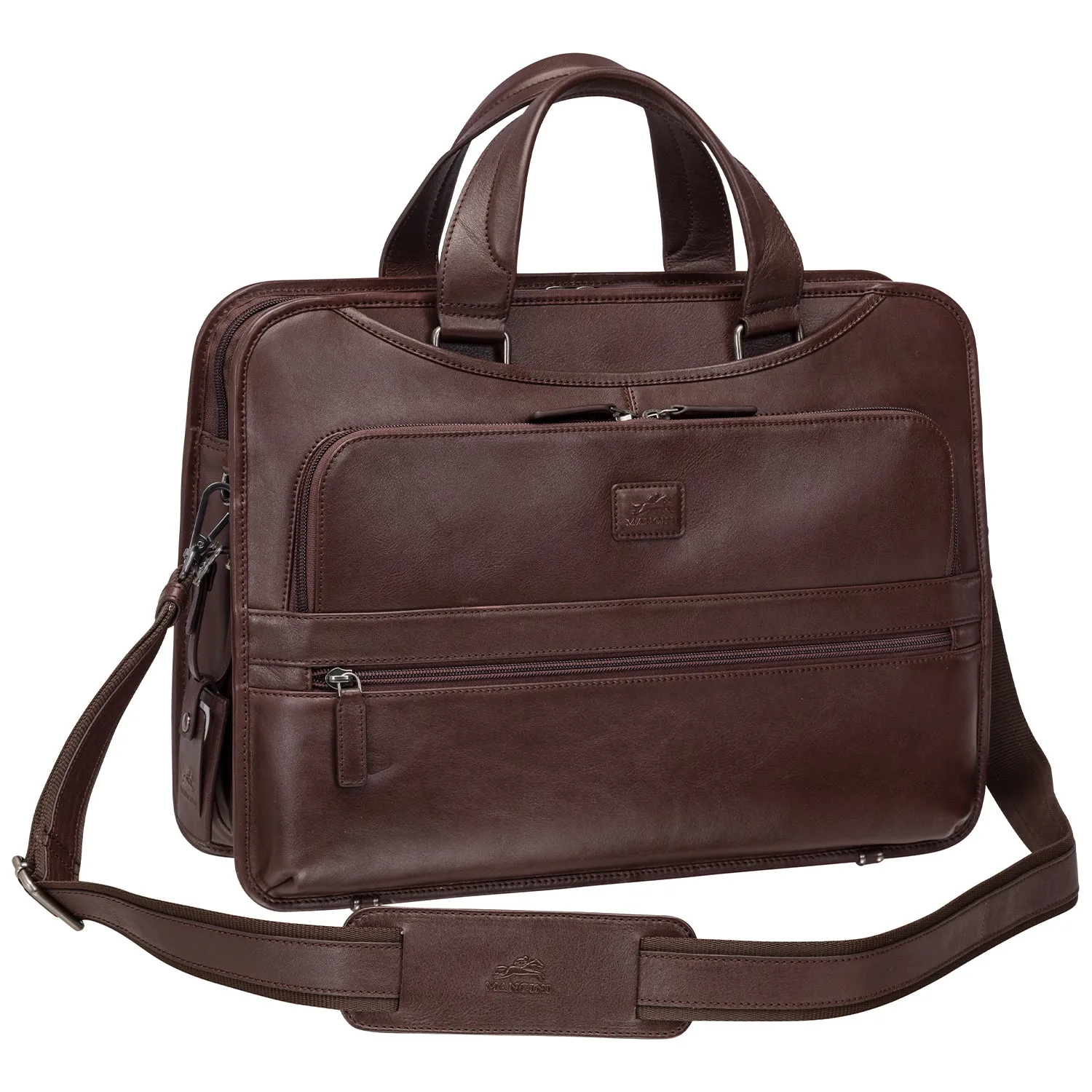 Mancini Leather Milan Triple Compartment Briefcase for 15.6” Laptop / Tablet