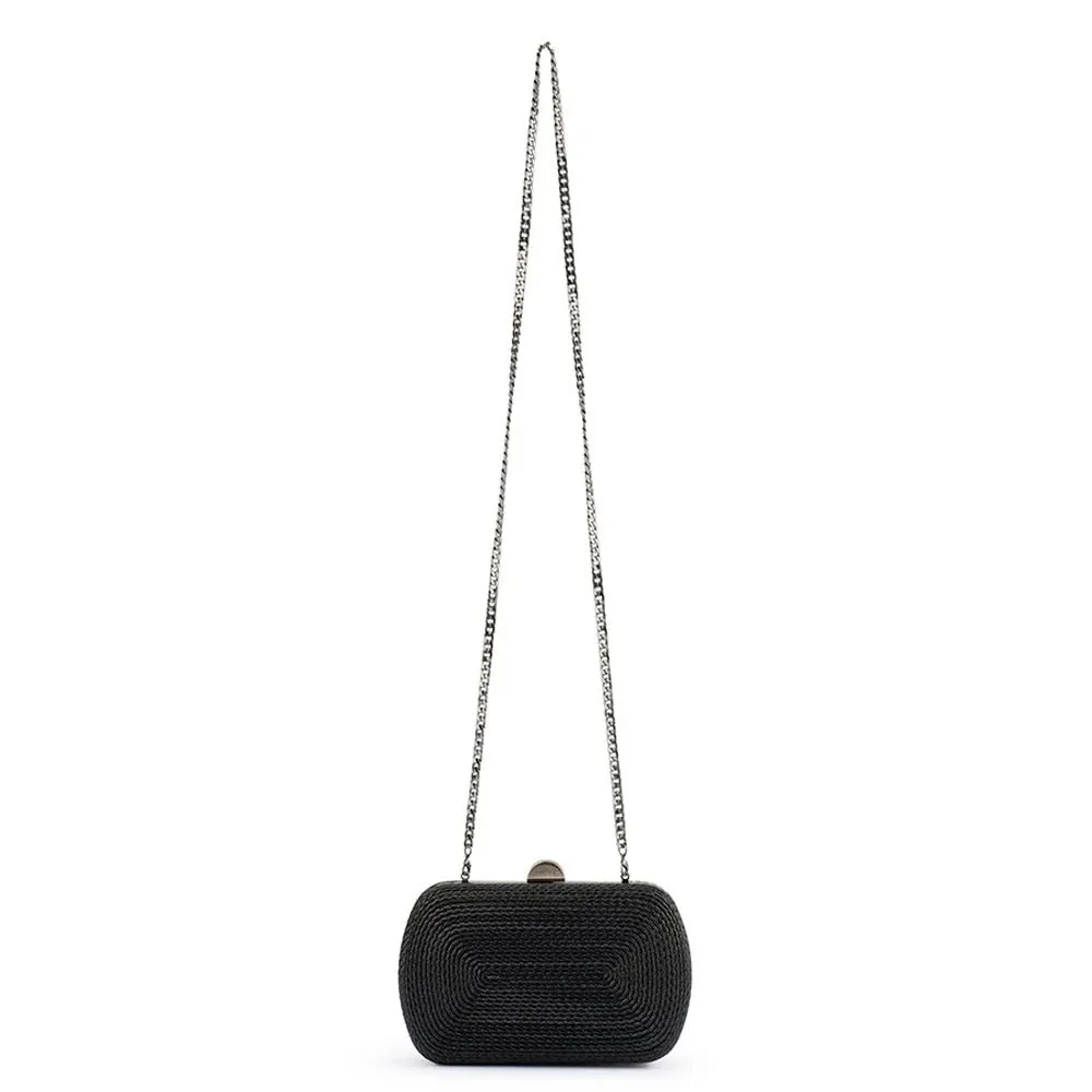 Martina Coiled Rope Clutch in Black