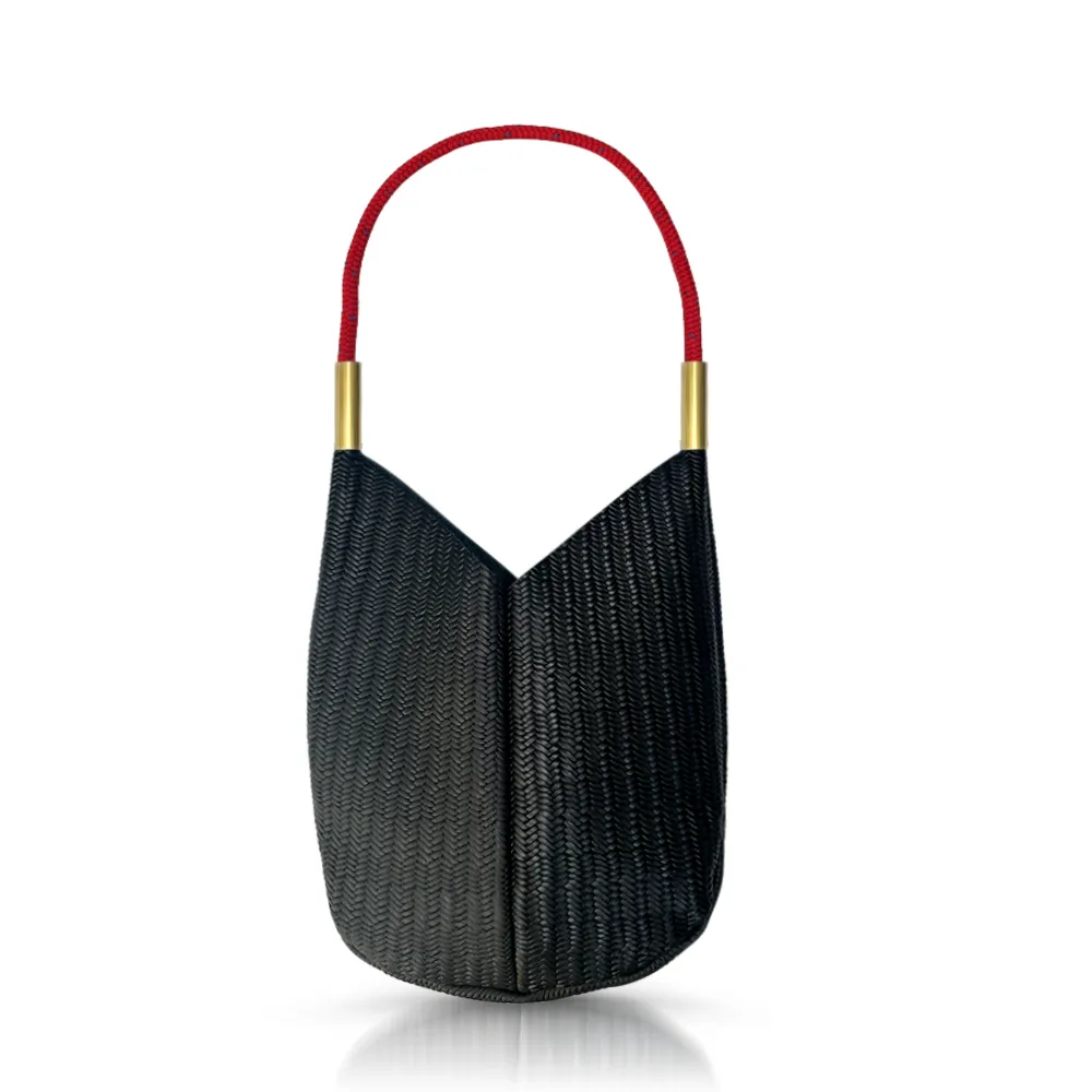 Mermaid Purse | in Black Basketweave Leather