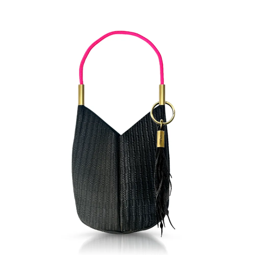 Mermaid Purse | in Black Basketweave Leather