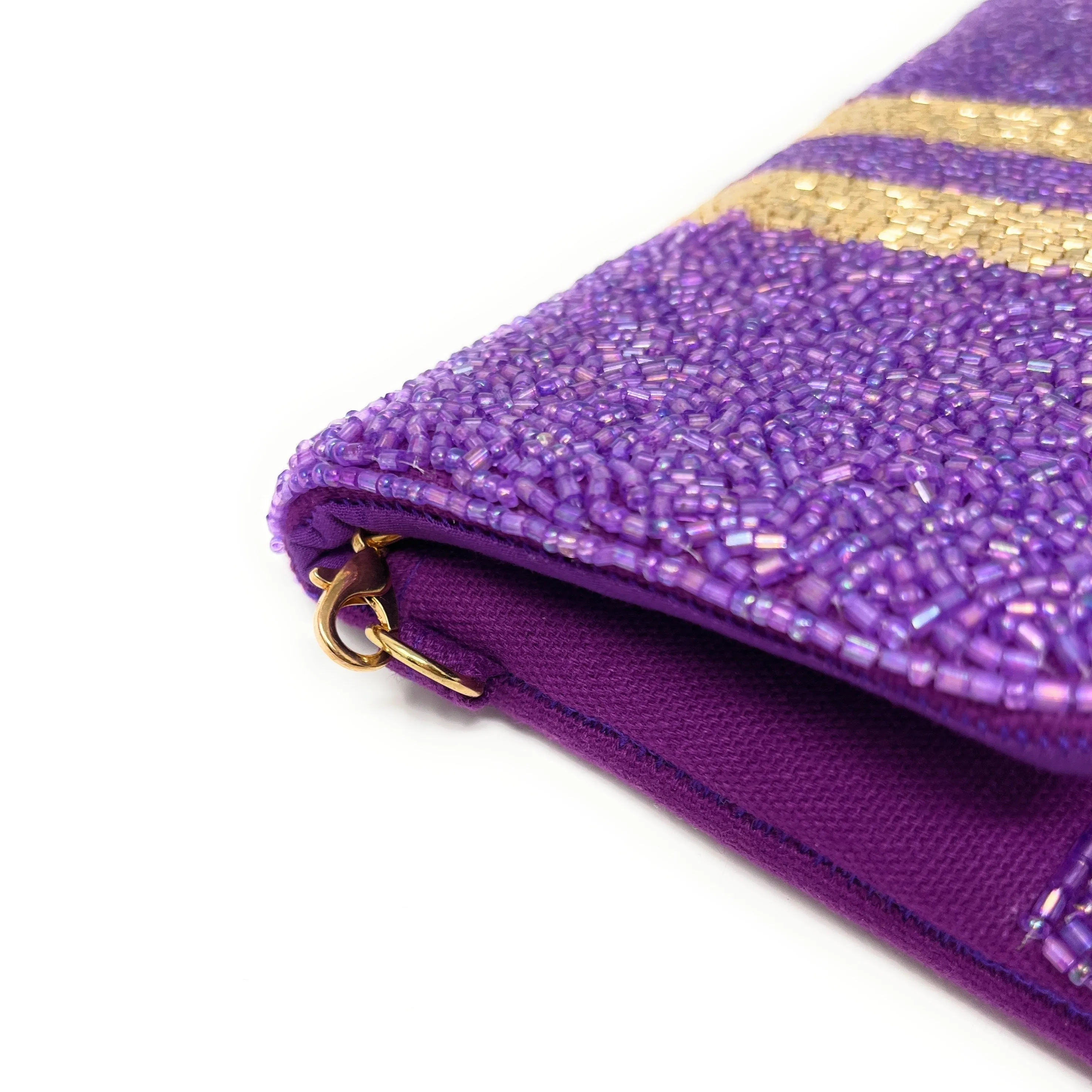 Mini Purple Beaded Clutch Purse