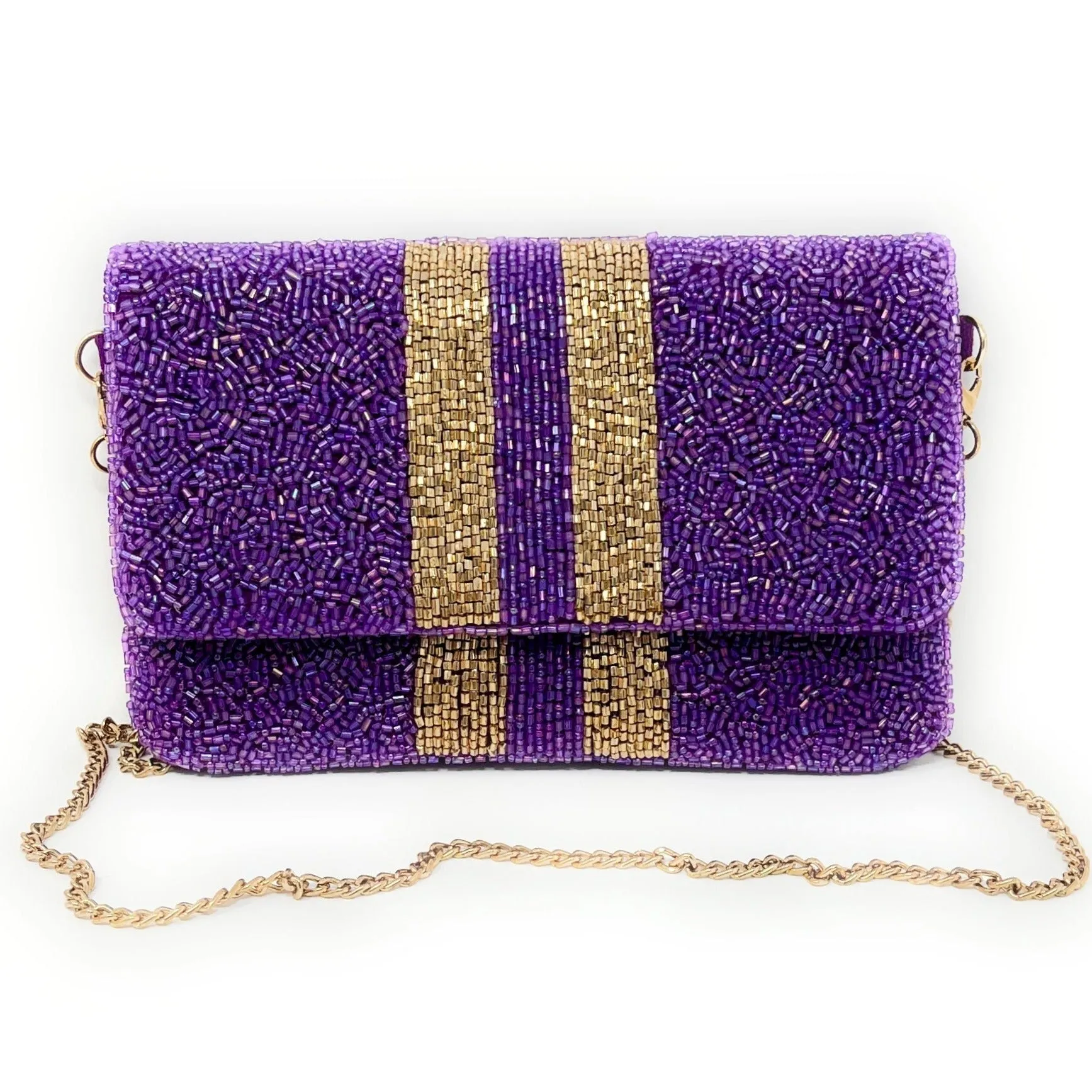 Mini Purple Beaded Clutch Purse