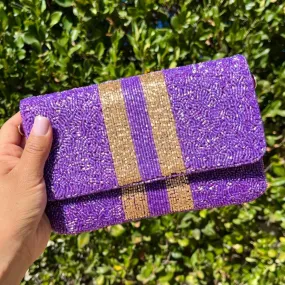 Mini Purple Beaded Clutch Purse