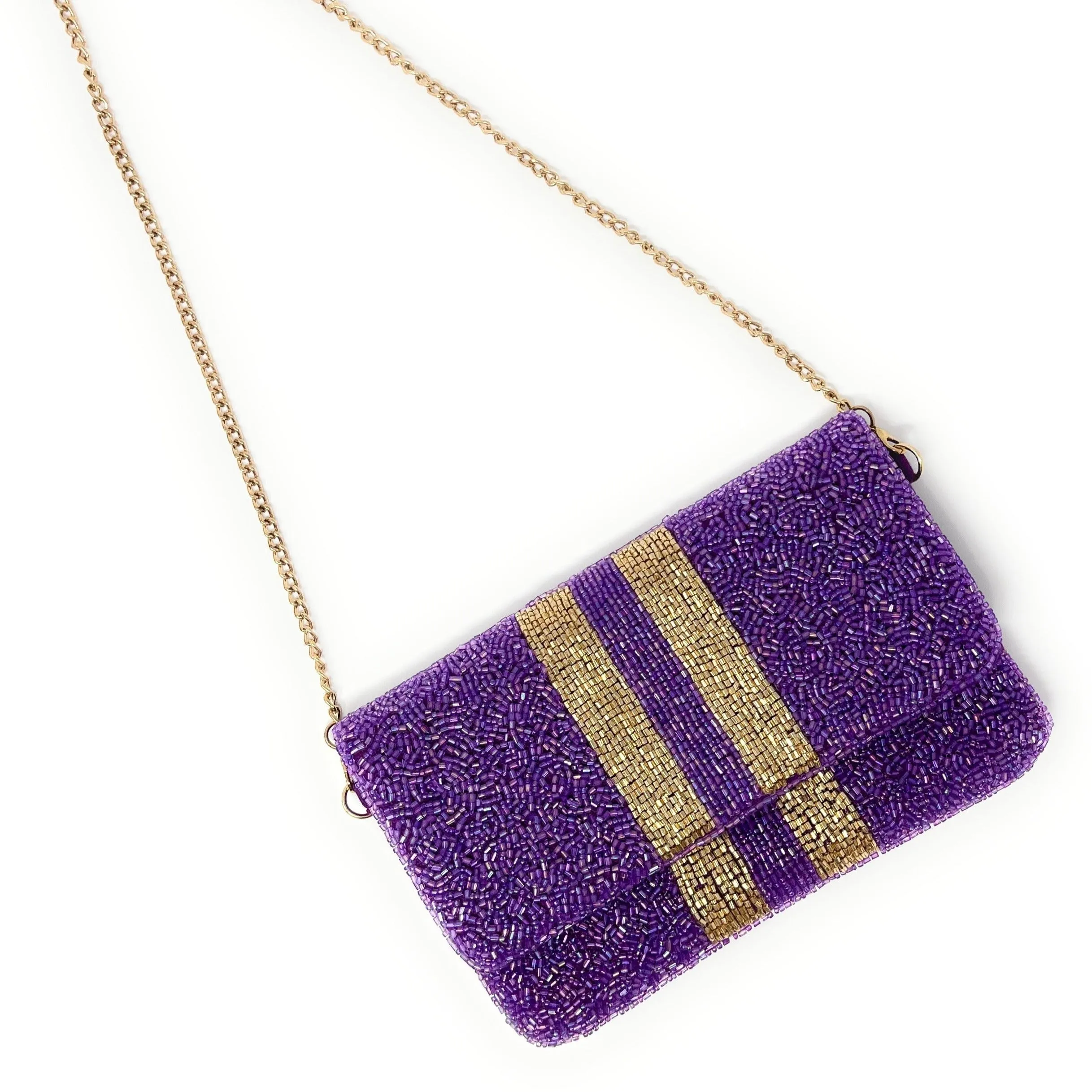 Mini Purple Beaded Clutch Purse