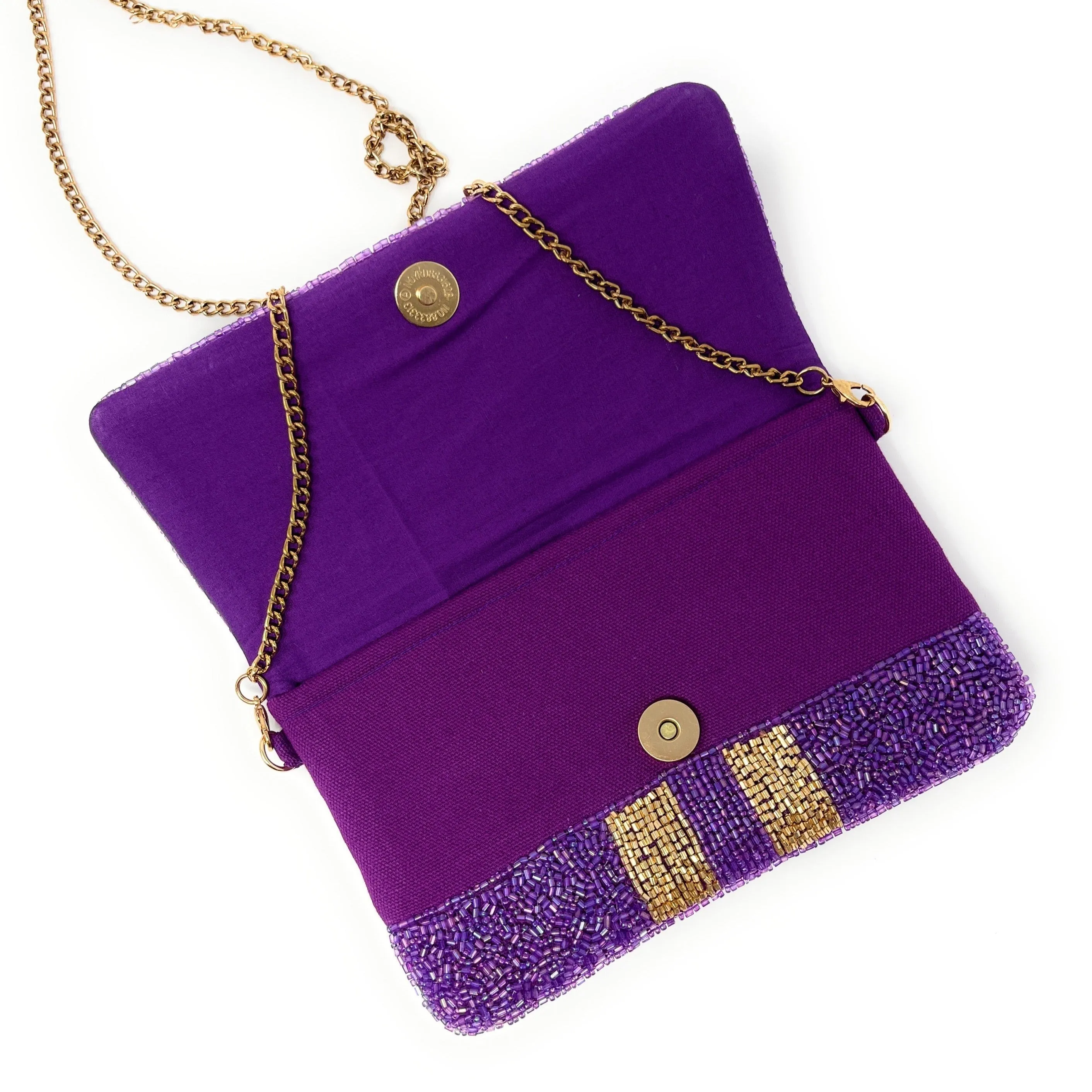 Mini Purple Beaded Clutch Purse