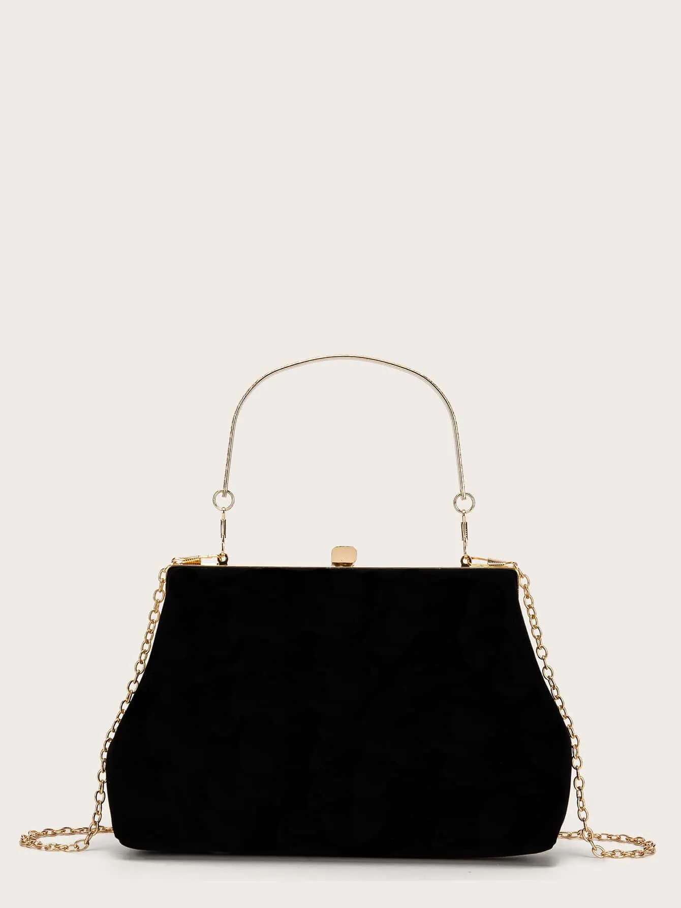 Minimalist Metal Lock Chain Clutch Bag