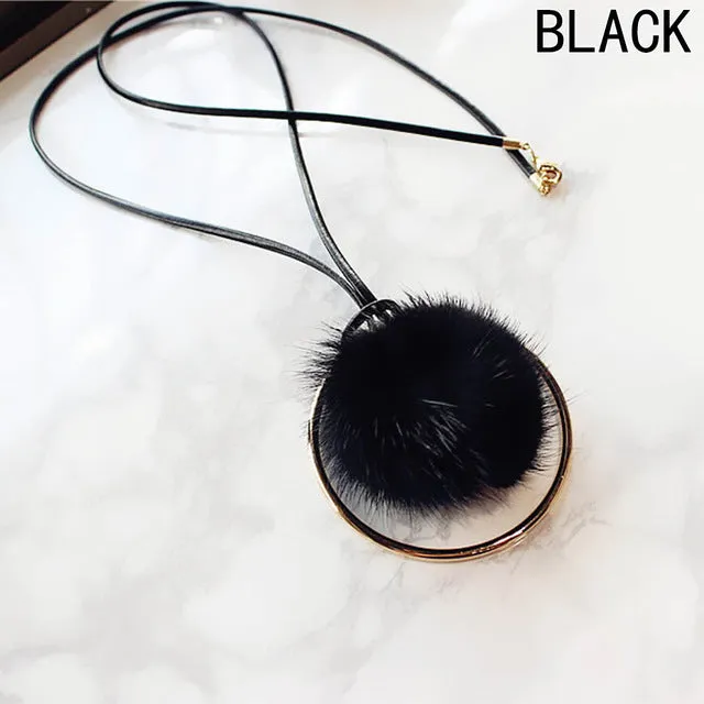 Mink Fur Ball Necklaces