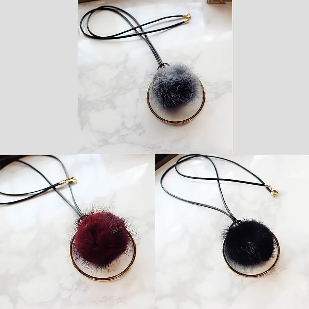 Mink Fur Ball Necklaces