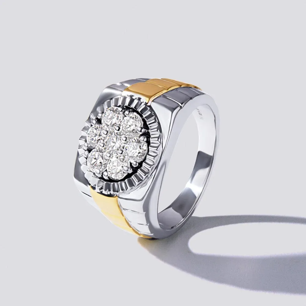 Mirage Tablet Ring with 1.60ct of Laboratory Grown Diamonds in Sterling Silver and Platinum