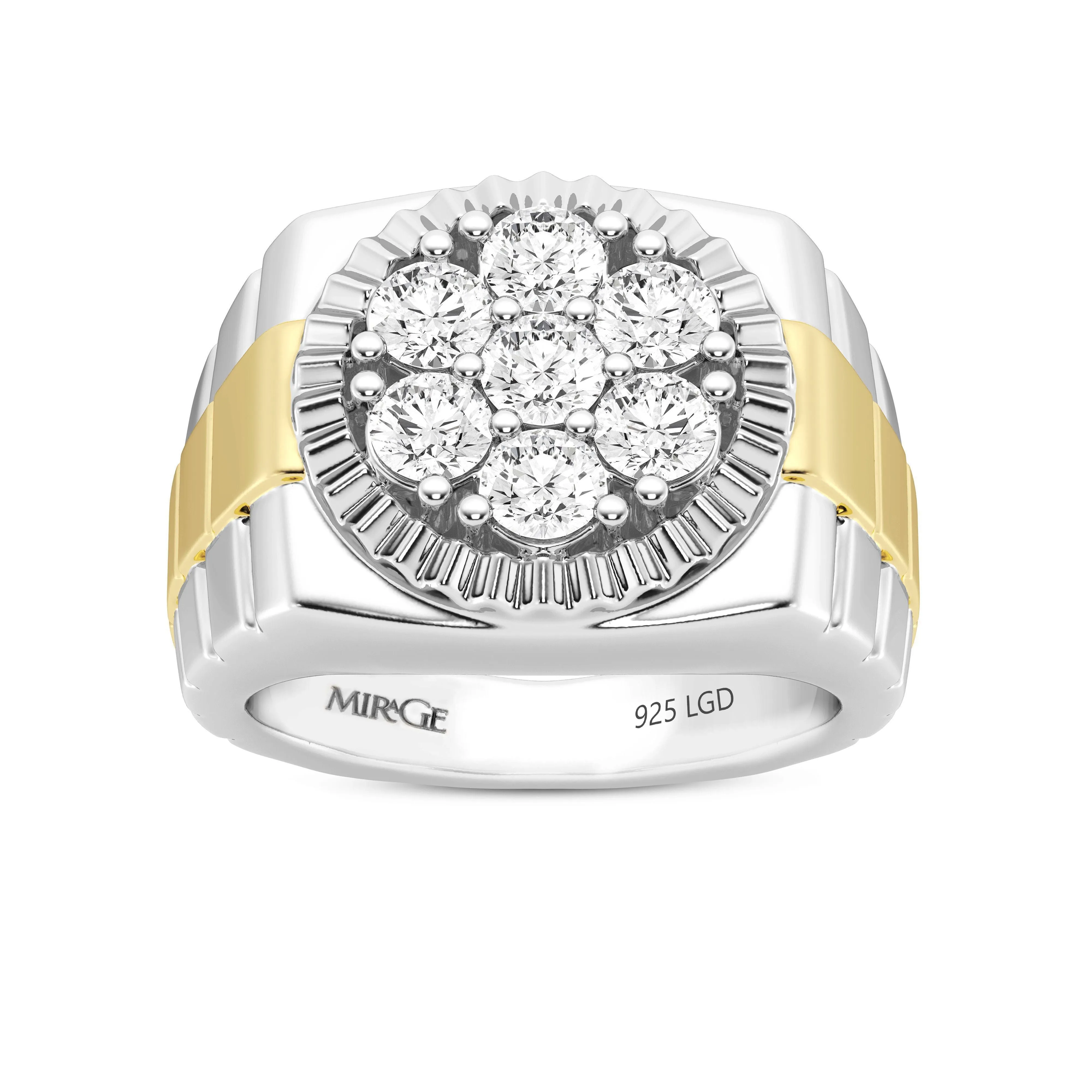 Mirage Tablet Ring with 1.60ct of Laboratory Grown Diamonds in Sterling Silver and Platinum