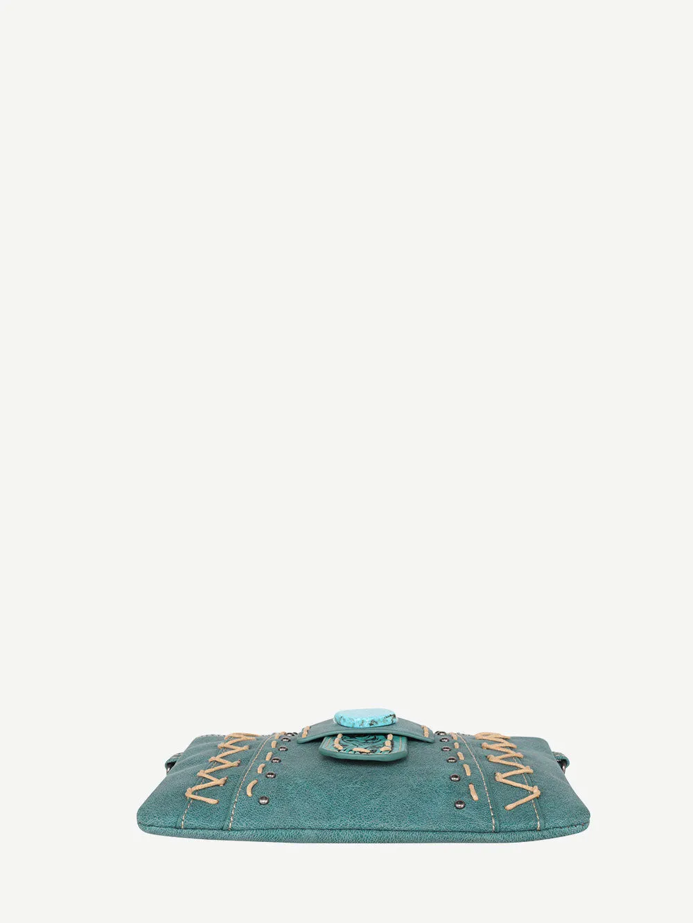 Montana West Tooled Buckle Hand-stitch Crossbody Clutch