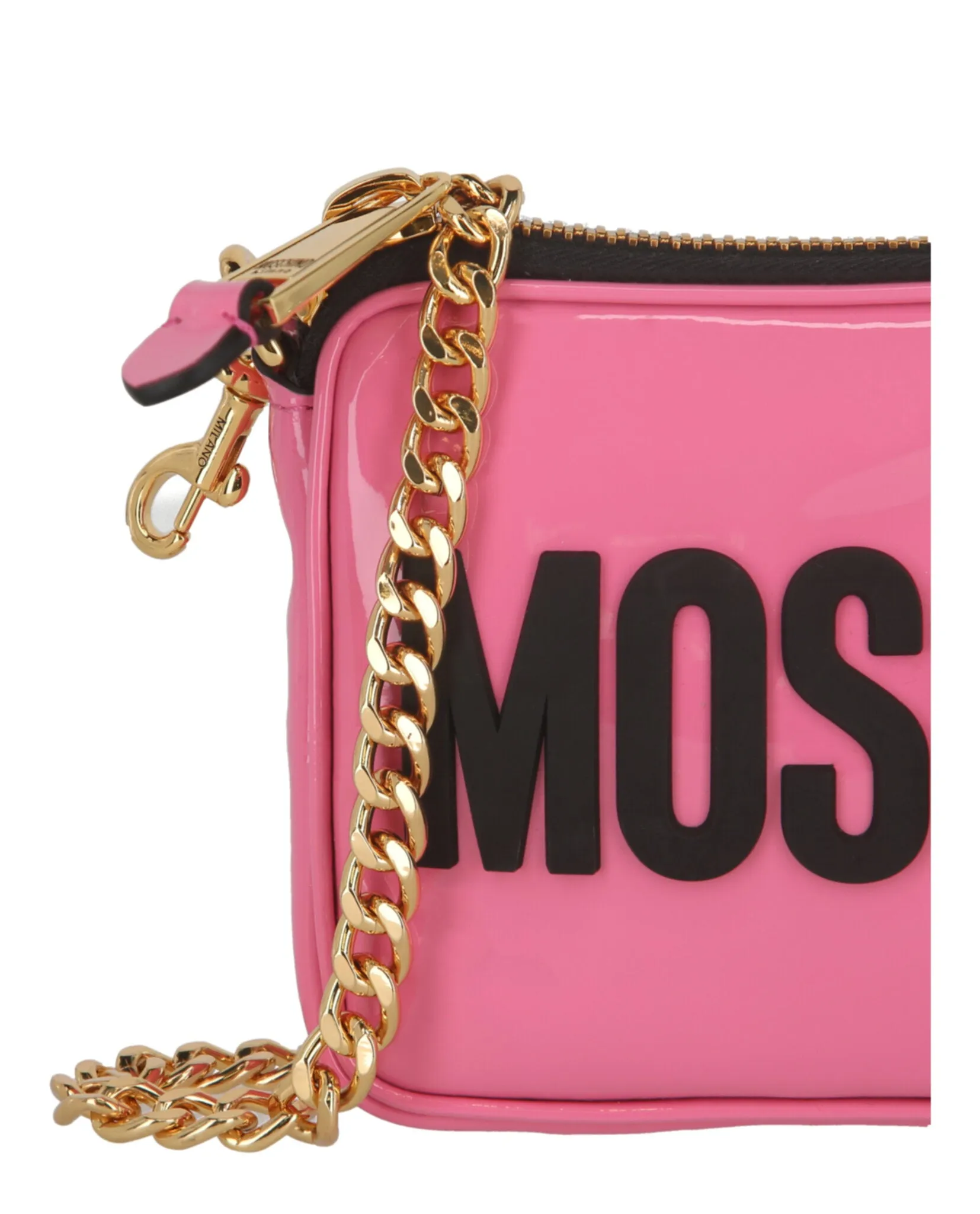 Moschino Patent Leather Logo Shoulder Bag