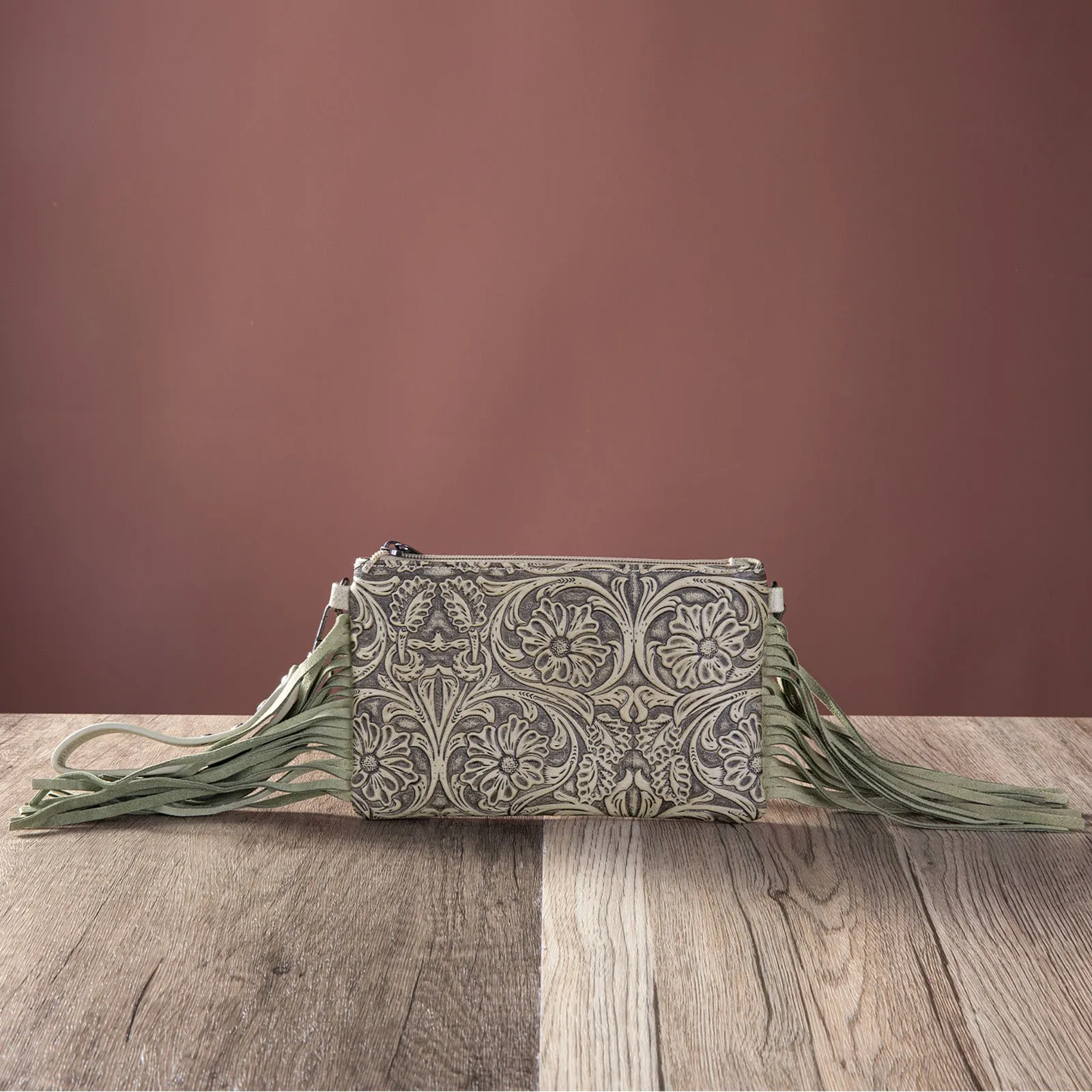 MW1217-181 Montana West Tooled Collection Clutch/Crossbody