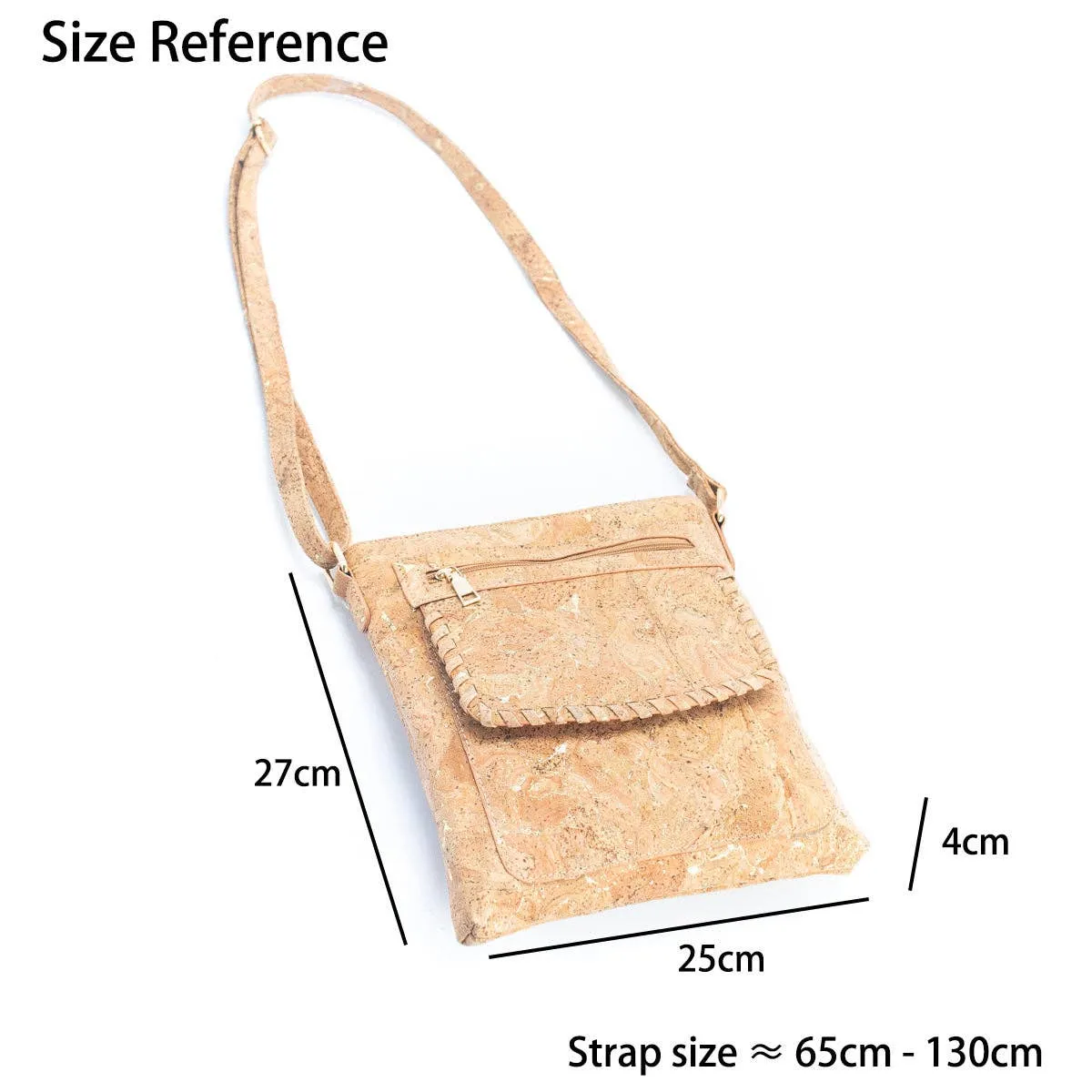 Natural Cork with Gold and Silver Accents - Women's Cork crossbody bag BAG-2251