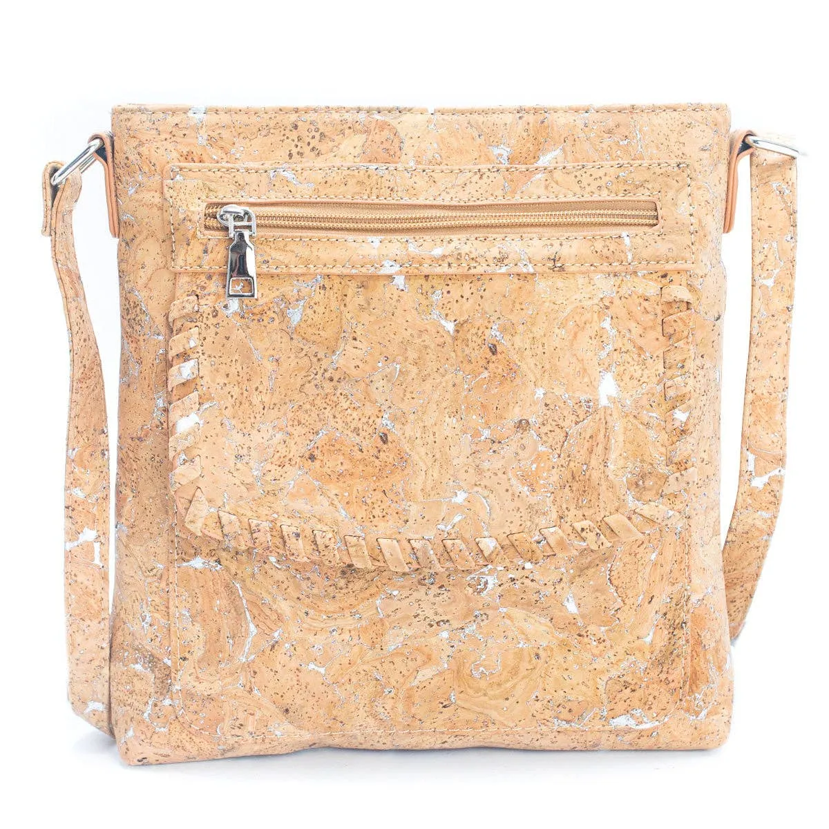 Natural Cork with Gold and Silver Accents - Women's Cork crossbody bag BAG-2251