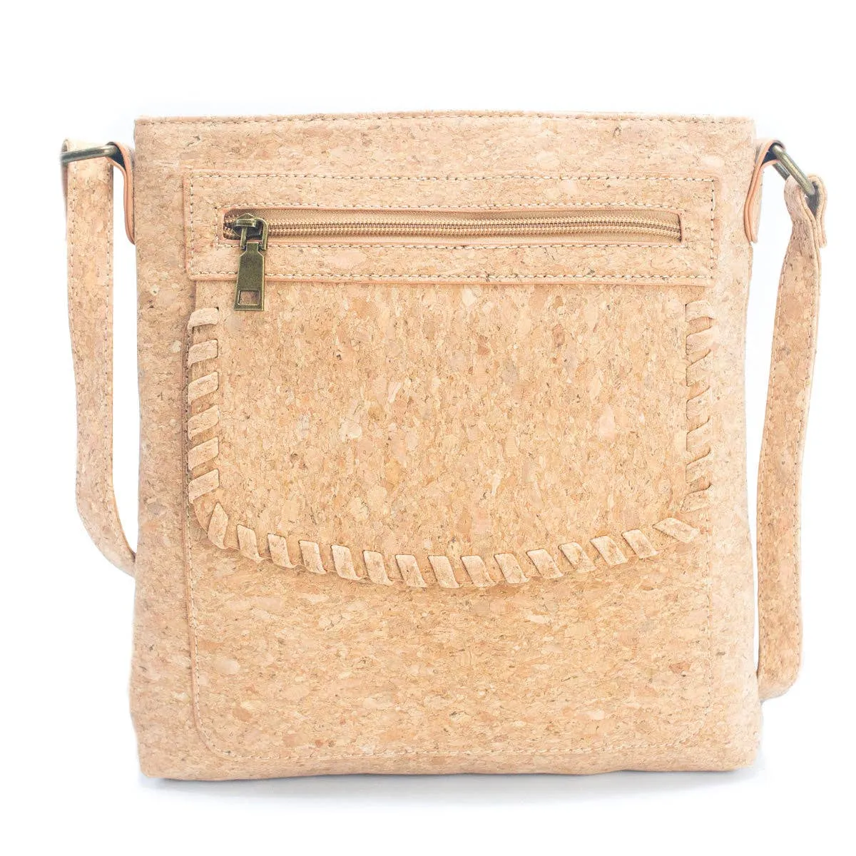 Natural Cork with Gold and Silver Accents - Women's Cork crossbody bag BAG-2251