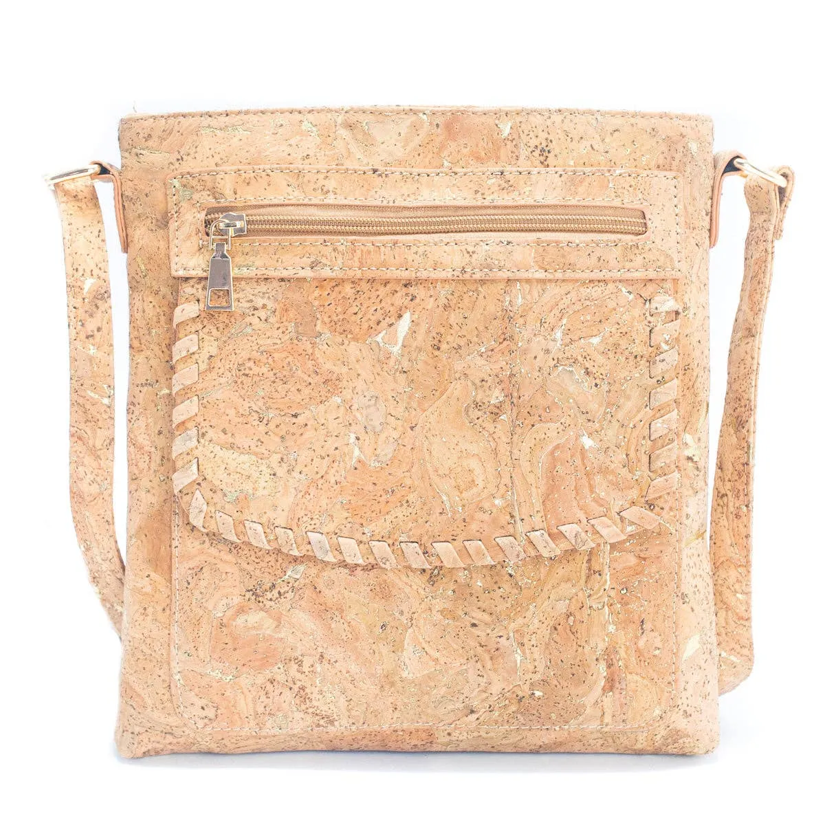 Natural Cork with Gold and Silver Accents - Women's Cork crossbody bag BAG-2251