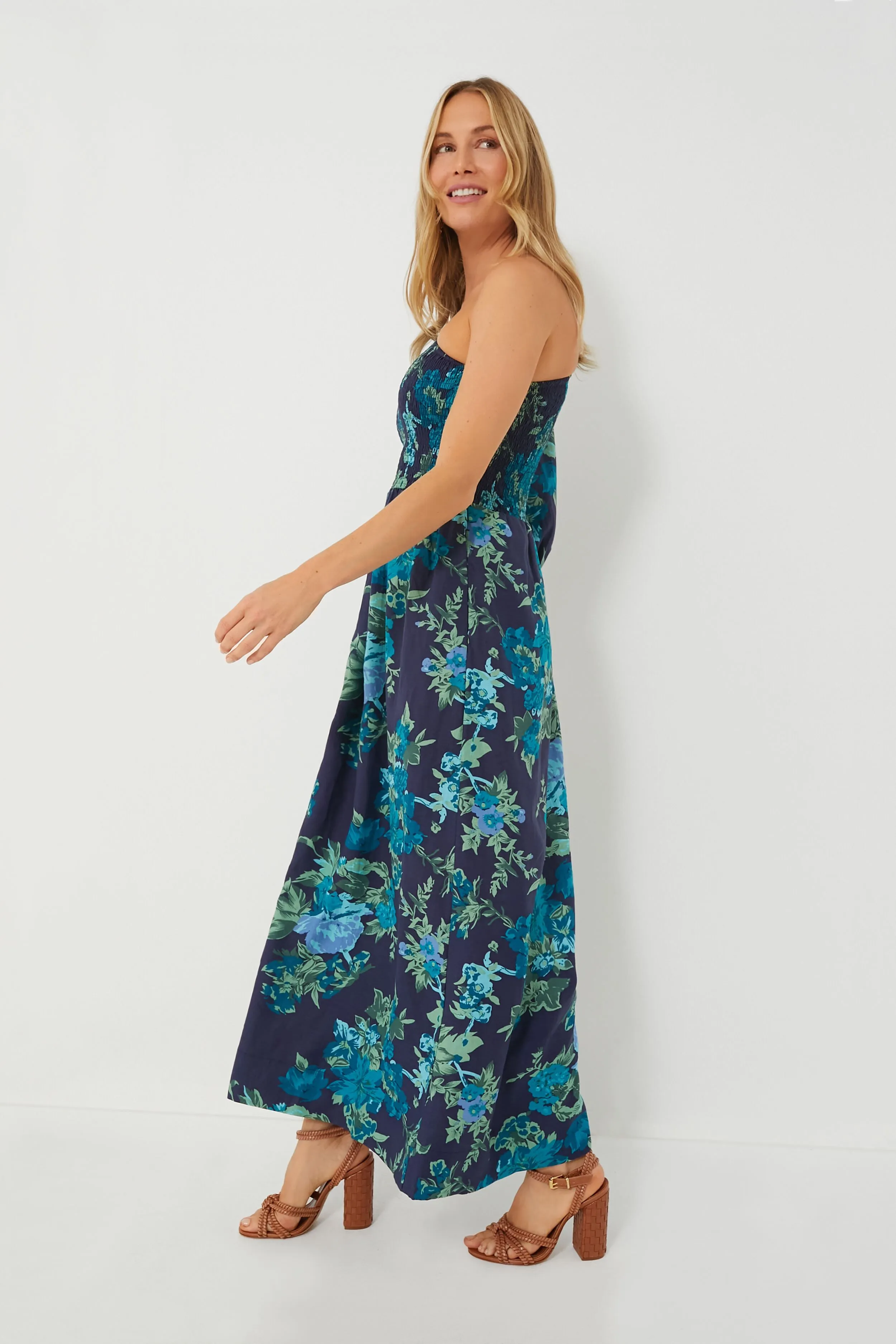 Navy Escala Floral Anha Maxi Dress