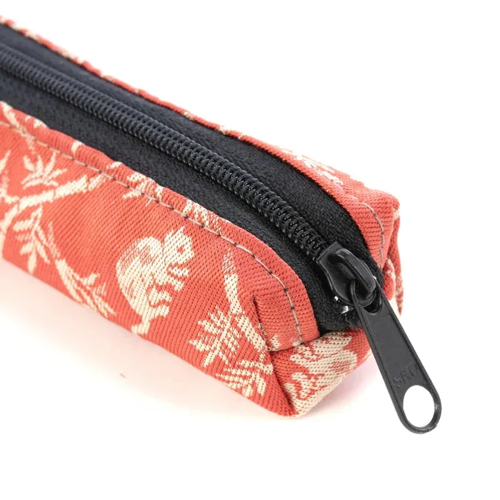 Nishijin-ori Pencil Case - Bamboo Groves and Cats / Rose - ,  Made in Kyoto, Japan,  Japanese traditional craft pen case