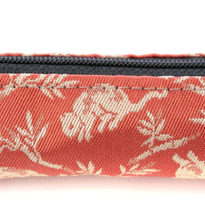 Nishijin-ori Pencil Case - Bamboo Groves and Cats / Rose - ,  Made in Kyoto, Japan,  Japanese traditional craft pen case