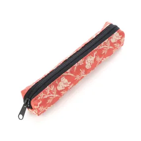 Nishijin-ori Pencil Case - Bamboo Groves and Cats / Rose - ,  Made in Kyoto, Japan,  Japanese traditional craft pen case