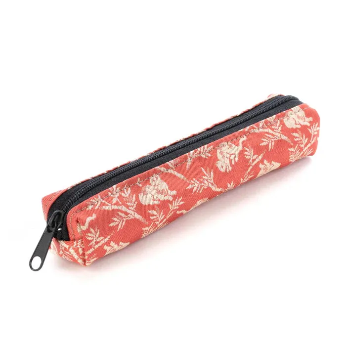 Nishijin-ori Pencil Case - Bamboo Groves and Cats / Rose - ,  Made in Kyoto, Japan,  Japanese traditional craft pen case