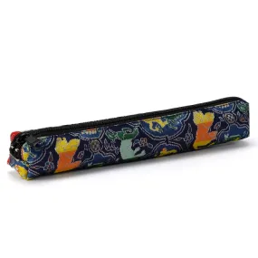 Nishijin-ori Pencil Case - Biting Lions, Birds, and Miscellaneous Animal Pattern - ,  Made in Kyoto, Japan,  Japanese traditional craft pen case