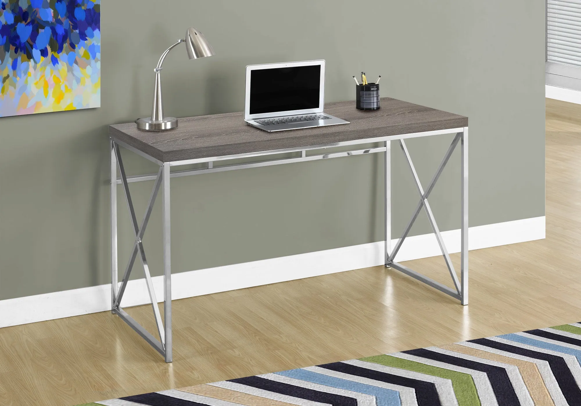 OFFICE SERIES - 48"L / DARK TAUPE / CHROME METAL