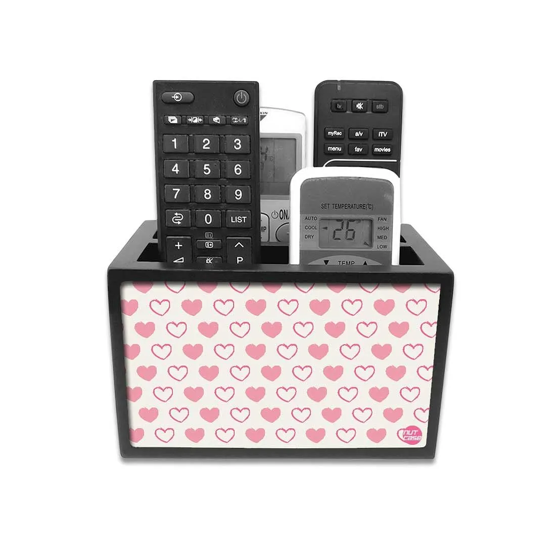 Organizer For TV AC Remotes - Pink Valentine Hearts