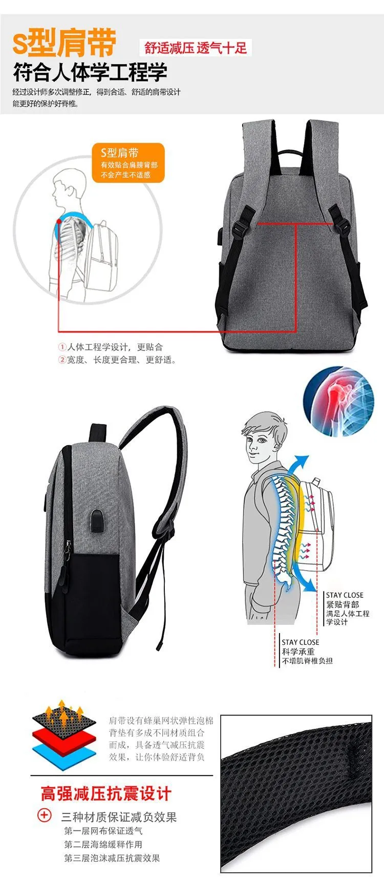 Outdoor Bag Polyamides and Nylon Backpack for Travel or Business