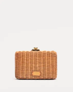 Paige Wicker Box Clutch Toast