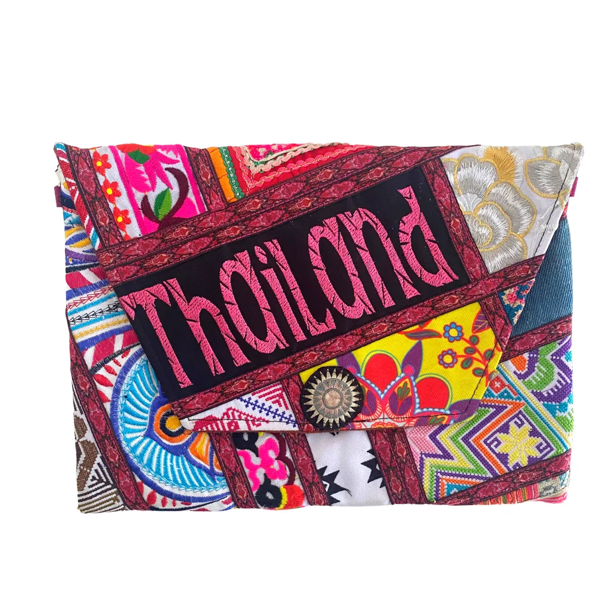 Patchwork Embroidered Clutch / iPad Bag - Thailand