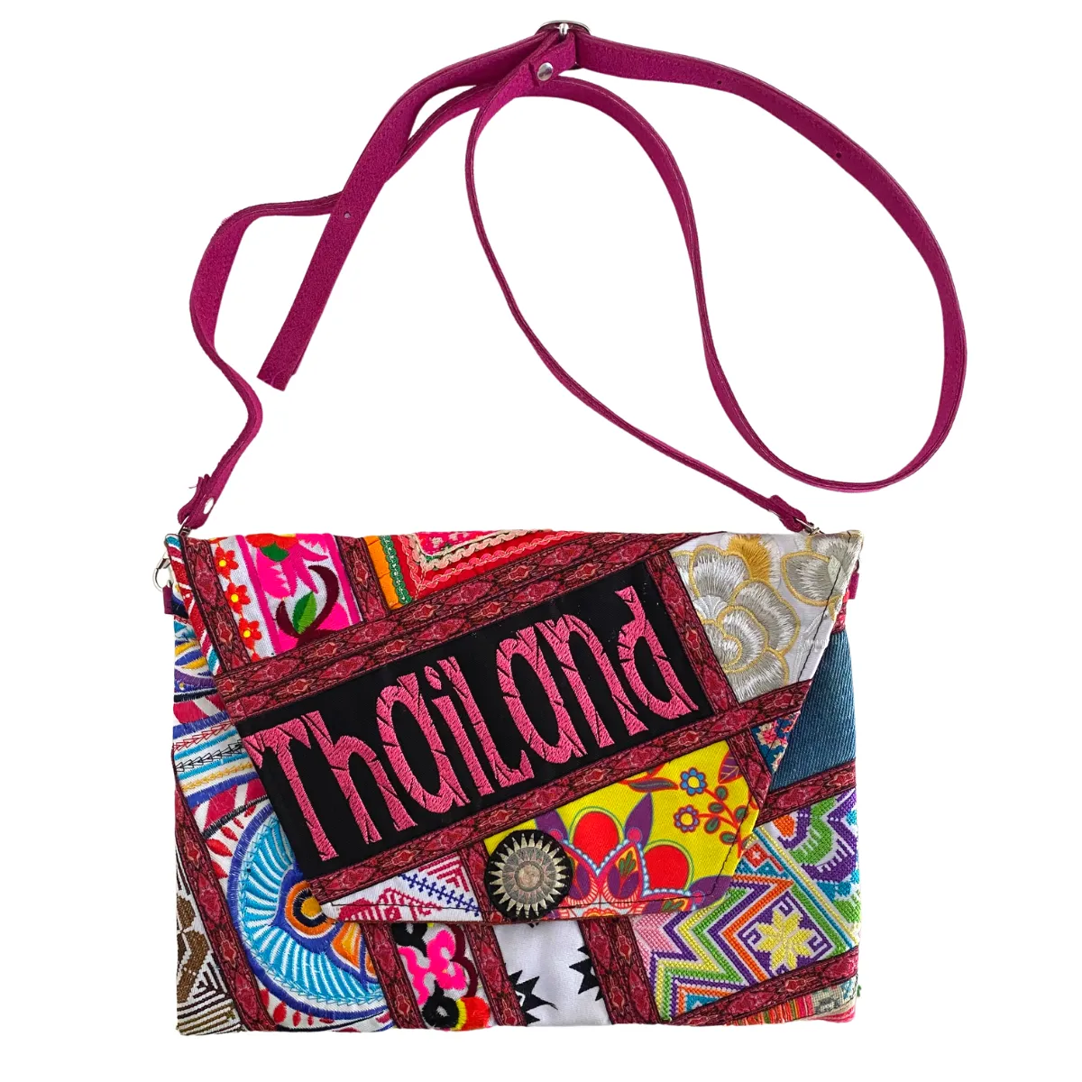 Patchwork Embroidered Clutch / iPad Bag - Thailand