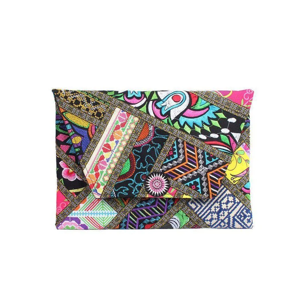 Patchwork Embroidered Clutch / iPad Bag - Thailand