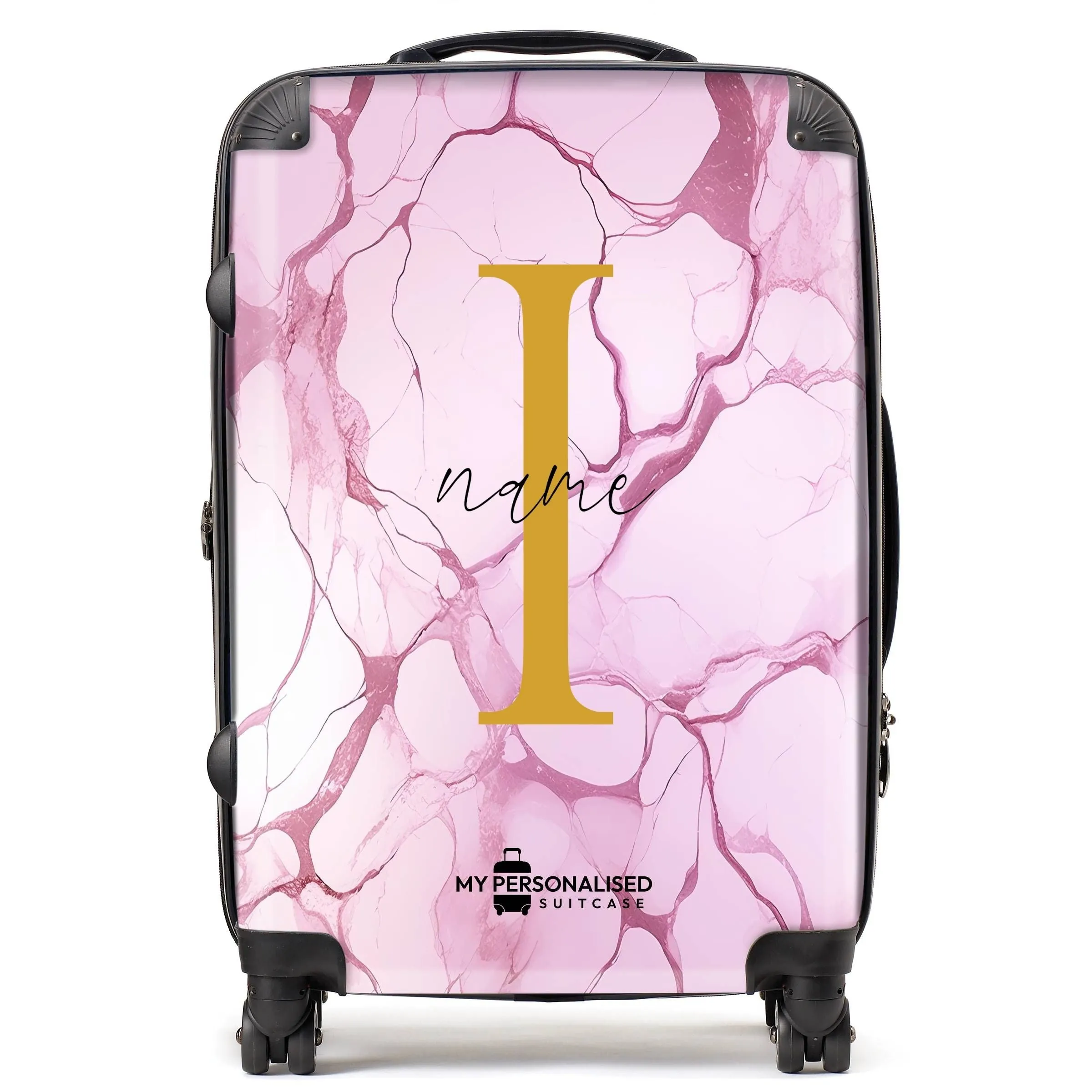 Personalised Pink Marble Suitcase