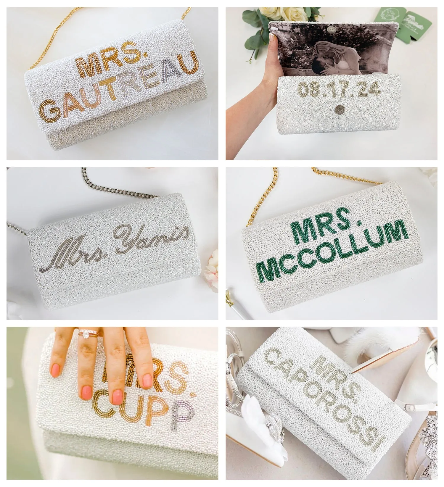 Personalized Mrs Clutch Bag with Photo (FOG)