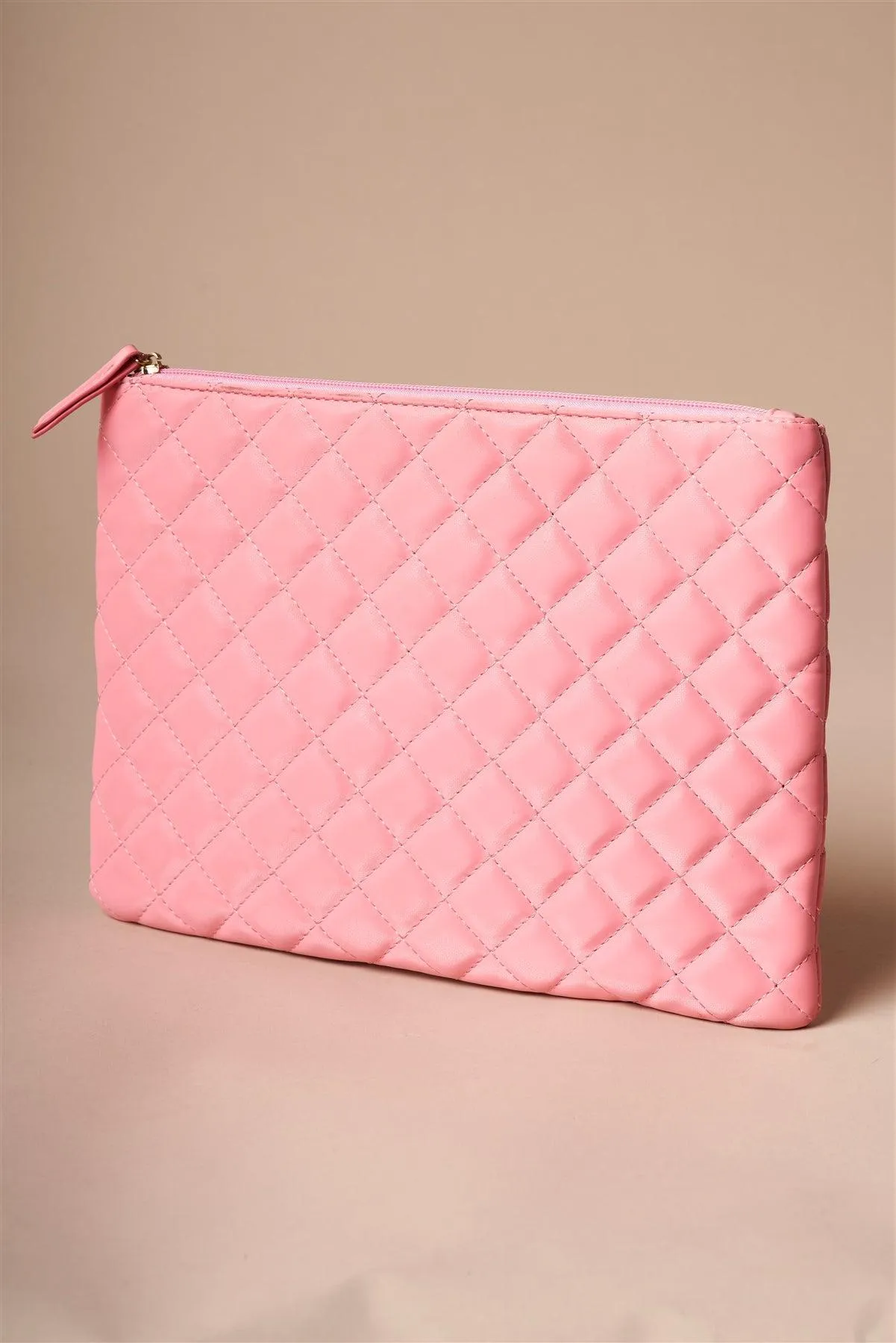 Pink Quilted Rectangle Pouch Bag /1 Bag