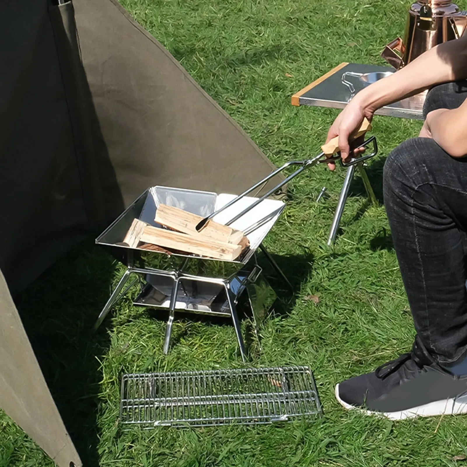 Portable Outdoor Stainless Steel Fire Tong