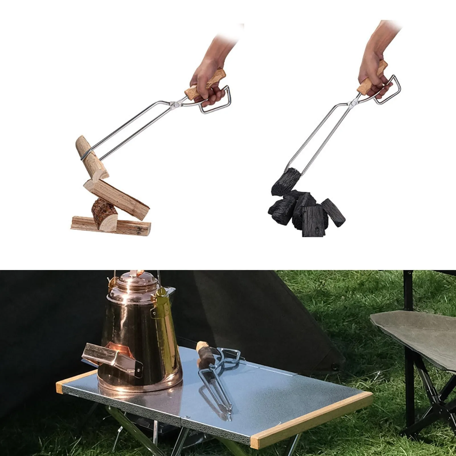 Portable Outdoor Stainless Steel Fire Tong