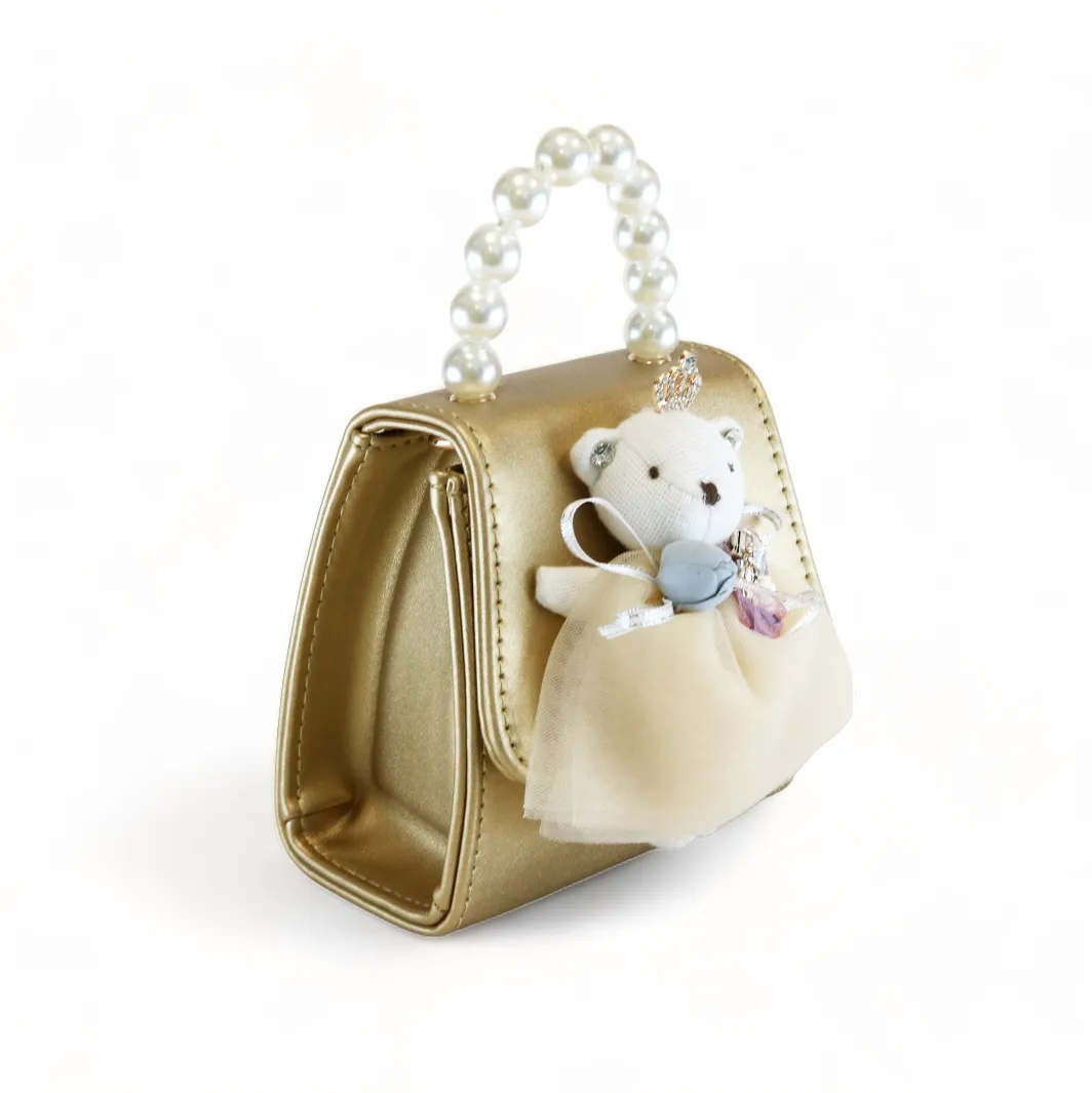 Princess Bear Leather Purse - Gold