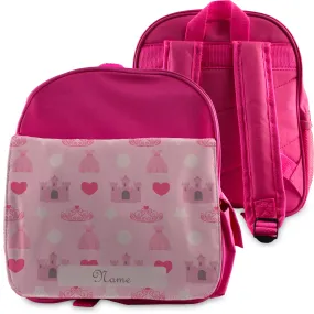 Printed Kids Pink Backpack with Princess Design, Customise with Any Name