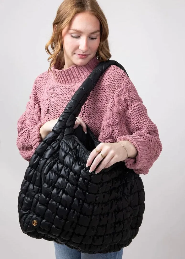 Puff Hobo Bag in Black