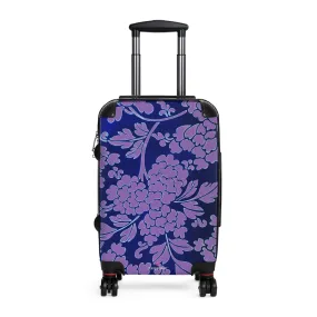 Purple Blue Floral Print Suitcase, Abstract Oriental Style Floral Print Designer Suitcases, Travel Bag Suitcases (Small, Medium, Large)