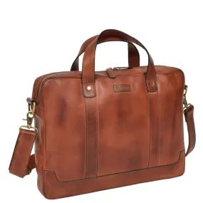 Real Soft Leather Satchel Vintage TAN Briefcase Business Office Laptop Bag Rio