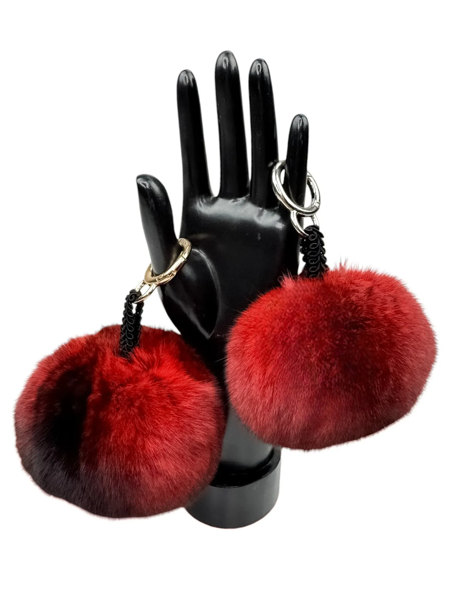 Red Chinchilla Fur Bag Charm