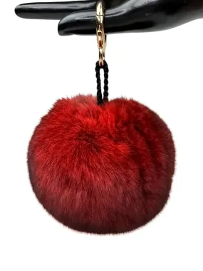 Red Chinchilla Fur Bag Charm