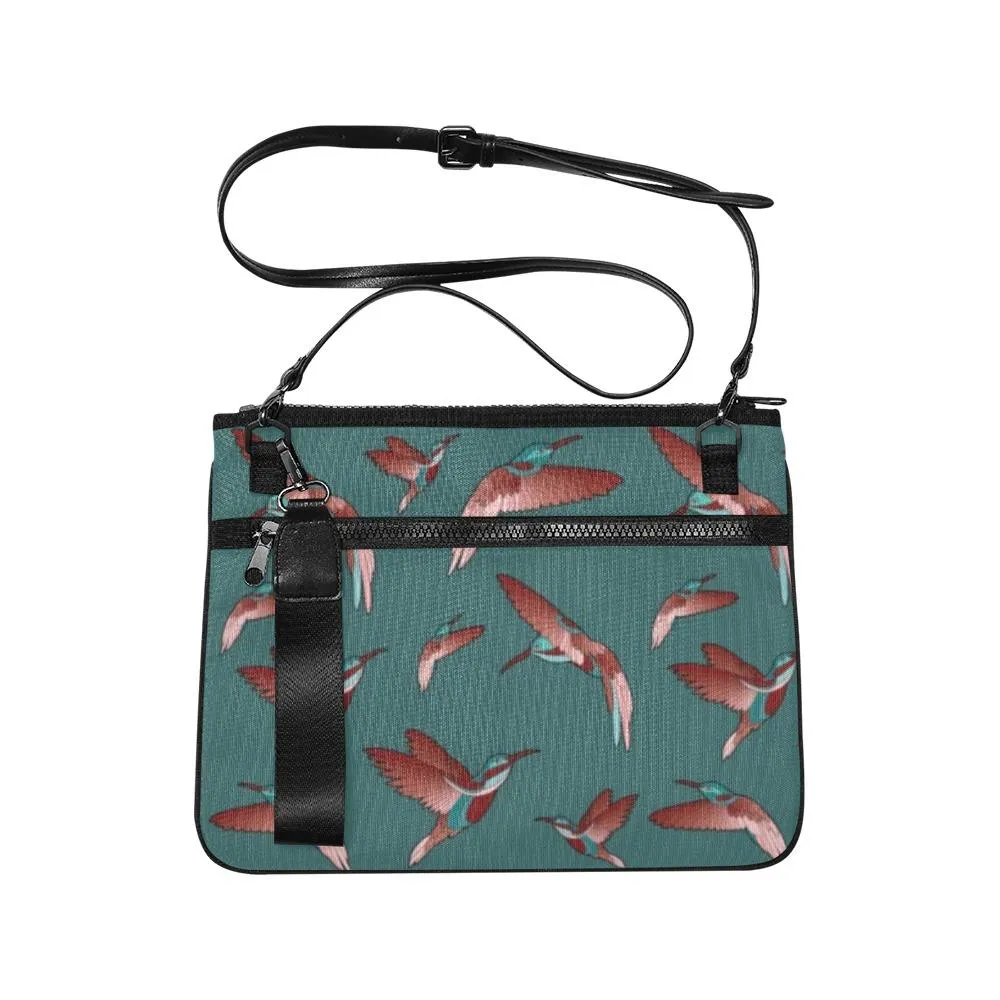 Red Swift Turquoise Slim Clutch Bag