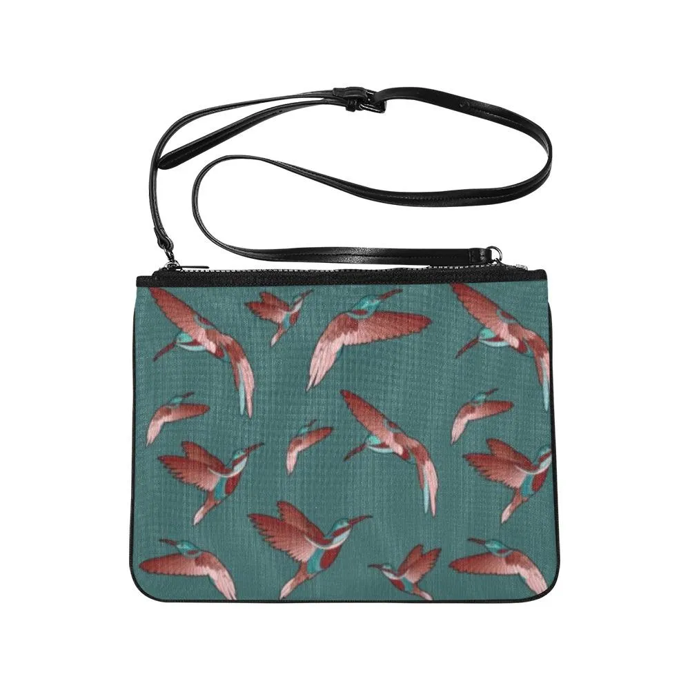 Red Swift Turquoise Slim Clutch Bag