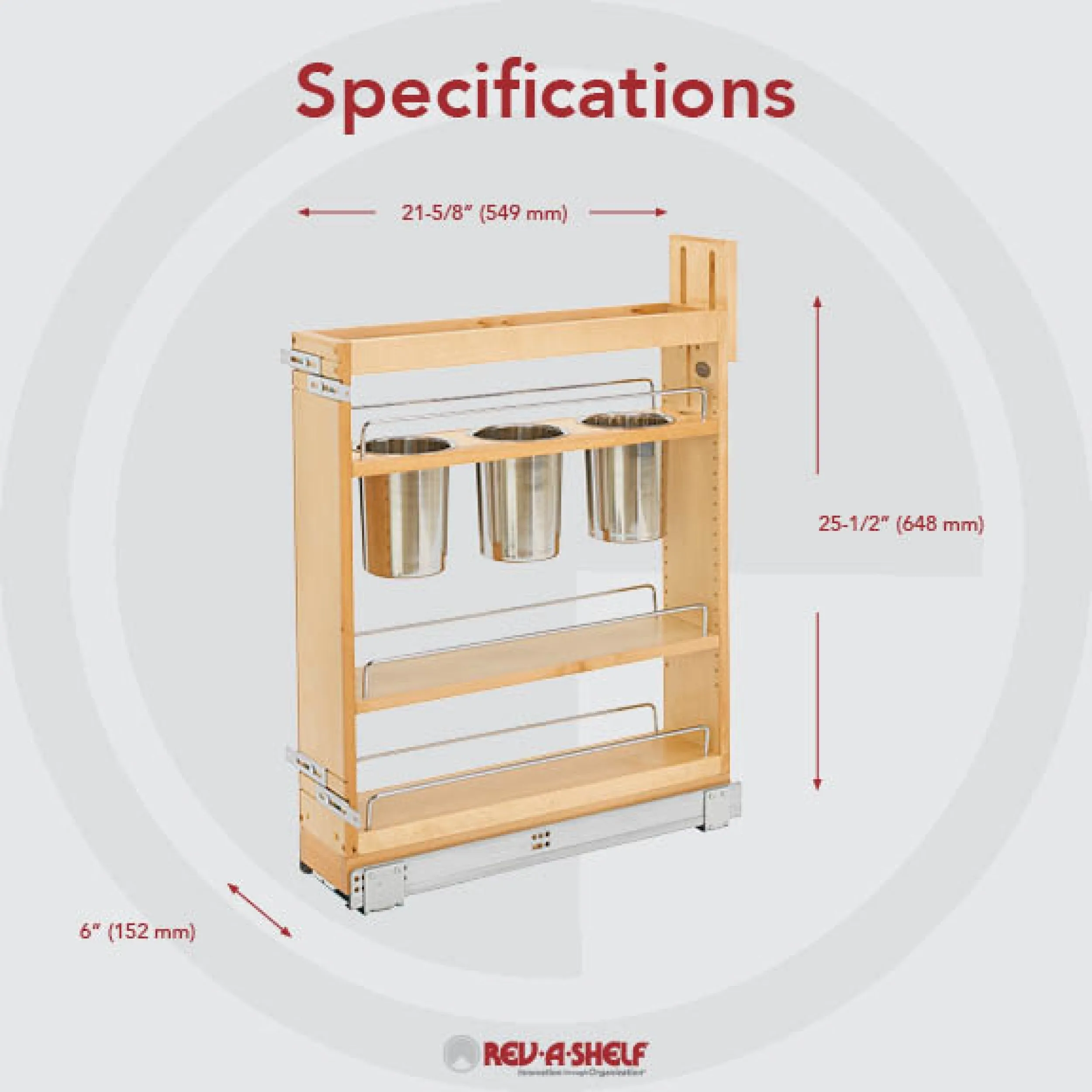 Rev-A-Shelf 5" SIDE MOUNT UTILITY BASE ORGANIZER 449UT-BCSC-5C